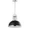 Jonathan Y Homer 13" 1-Light Modern Industrial Metal LED Dome Pendant, Black/Chrome JYL9536B - alternate 5