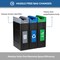 Commercial Zone Products Avante Series Triple Stream Black Trash/Recycling/Composting 30 Gallon Narrow Containers w/ Open Top 787305MSA - alternate 2