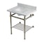 Kingston Brass 30-Inch Carrara Marble Console Sink with Brass Legs and Shelf, 8-Inch, 3-Hole KVPB30MBSQB8 - alternate 1