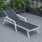 Leisuremod Marlin White Aluminum Patio Chaise Lounge Chair, Arms Set of 2, Square Fire Pit Table, Black MLAWCF21-77BL2 - alternate 3