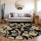Homeroots 8' Black And Gold Round Floral Washable Indoor Outdoor Area Rug 599996 - alternate 3