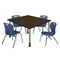 Regency Square Kee Mobile Adjustable Classroom Table W/ 4 Andy Chairs, 48 in W, 48 in L, Neo Walnut TB4848NWAPCGY45NV - alternate 1
