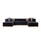 Homeroots Black Velvet Modular U Shaped Four Piece Sofa and Chaise Sectional With Toss Pillows 644108 - alternate 1