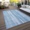 Homeroots 9' X 12' Sky Blue And Denim Blue Botanical Leaves Washable Indoor Outdoor Area Rug 581988 - alternate 5