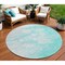 Homeroots 8' Aqua Ivory And Teal Blue Round Abstract Washable Indoor Outdoor Area Rug 582196 - alternate 1
