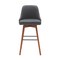 Homeroots 30" Gray and Wood Brown Faux Leather with Solid Wood Swivel Bar Height Bar Chair 534485 - alternate 4
