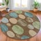 Homeroots 8' Chocolate Fern Green And Teal Blue Round Geometric Washable Indoor Outdoor Area Rug 630569 - alternate 4