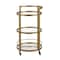 Homeroots Brass Steel And Glass Round Rolling Bar Cart 530458 - alternate 5