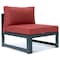 Leisuremod Chelsea 5-Piece Middle Patio Chairs and Coffee Table Set Black Aluminum With Red Cushions CSTBL-4R - alternate 3