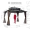 Sunjoy Kingston 12x10 Gazebo, Steel & PC Roof Hardtop Gazebo, Curtain and Netting, Woodgrain Aluminum Posts A10204380000 - alternate 3