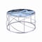 Homeroots 33" Blue and Silver Wood and Iron Faux Marble Geometric Frame Round Coffee Table 572211 - alternate 2