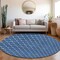 Homeroots 8' Blue And Ivory Round Geometric Washable Indoor Outdoor Area Rug 596179 - alternate 4