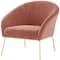 Homeroots 31" Blush And Gold Velvet Barrel Chair 534131 - alternate 2
