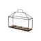 Homeroots 15" Black Metal Glass And Wood Geometric Three Light Hurricane Candle Holder 638043 - alternate 2
