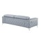 Homeroots 89" Light Blue Italian Leather Sofa With Silver Legs 534157 - alternate 4
