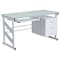 Flash Furniture Computer Desk Computer Desk w/3 Drawer Pedestal, Wht, 25-1/2" to 33" D X 29-3/4" H, 55" W X NAN-WK-017-GG - alternate 1