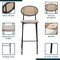 Leisuremod Euston Modern Wicker Bar Stool With Black Steel Frame, Beige, 2PK EC29BG2 - alternate 5
