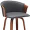 Homeroots 26" Gray and Wood Brown Faux Leather with Solid Wood Swivel Counter Height Bar Chair 534416 - alternate 5