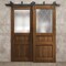 Sartodoors Sliding Closet Barn Bypass Doors 48 x 84 inches, Ego 5011 Cognac Oak Veneer, Modern 6.6ft Rails Ha EGO5011BBB-DKO-4884 - alternate 3