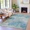 Homeroots 3' X 5' Teal Blue And Beige Abstract Washable Indoor Outdoor Area Rug 630897 - alternate 4