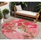Homeroots 8' Coral Pink And Brown Round Abstract Washable Indoor Outdoor Area Rug 599558 - alternate 1