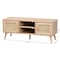 Baxton Studio Sebille Mid-Century Modern Light Brown Finished Wood 2-Door TV Stand with Natural Rattan 207-12462 - alternate 4