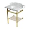 Kingston Brass 30-Inch Carrara Marble Console Sink with Brass Legs and Shelf, 8-Inch, 3-Hole LMS30MBB7 - alternate 1