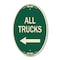 Signmission Driveway Sign All Trucks with Left Arrow, 12 In X 18 In Architectural Oval, Heavy Gauge Aluminum A-OV-G-1218-24130 - alternate 1