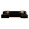 Homeroots Black Velvet U Shaped Three Piece Sofa and Chaise Sectional With Toss Pillows 643877 - alternate 1