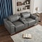 Homeroots 107in Dark Gray and Silver Italian Leather Power Reclining Loveseat With Storage 720573 - alternate 3