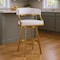 Homeroots 26" White and Gold Faux Leather and Stainless Steel Low Back Counter Height Swivel Bar Chair 569174 - alternate 1