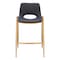Homeroots Set of Two 26" Black And Gold Faux Leather And Steel Low Back Counter Height Bar Chairs 555658 - alternate 3