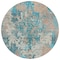 Homeroots 8' Teal Blue Ivory And Light Brown Round Damask Washable Indoor Outdoor Area Rug 596395 - alternate 2