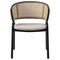 Leisuremod Ervilla Dining Chair with Stainless Steel Legs Velvet Seat and Wicker Back, Beige, 4PK EC20BG4 - alternate 3