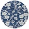 Homeroots 8' Navy Blue And Ivory Round Floral Washable Indoor Outdoor Area Rug 599900 - alternate 3