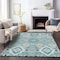Homeroots 9' X 12' Teal Blue Green And Ivory Oriental Washable Indoor Outdoor Area Rug 597714 - alternate 2
