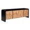 Homeroots 67in Black And Natural Solid Wood Sideboard with Four Doors 668875 - alternate 1