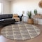 Homeroots 8' Brown And Beige Round Geometric Washable Indoor Outdoor Area Rug 594697 - alternate 4