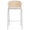 Leisuremod Ervilla Wicker Bar Stool with Fabric Seat and White Powder Coated Steel Frame, Beige, 2PK EBW-31BG2 - alternate 3