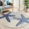 Homeroots 4' Navy Blue And Gray Round Starfish Indoor Outdoor Area Rug 546818 - alternate 4