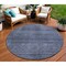 Homeroots 8' Navy Blue And Gray Round Striped Washable Indoor Outdoor Area Rug 588102 - alternate 3