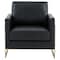 Leisuremod Lincoln Leather Accent Armchair with Gold Frame, Black LA31BL-L - alternate 2