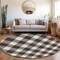Homeroots 8' Black And Gray Round Plaid Washable Indoor Outdoor Area Rug 595375 - alternate 3