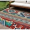 Homeroots 10' X 14' Red Pink And Teal Blue Aztec Washable Indoor Outdoor Area Rug 598507 - alternate 1