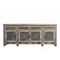 Homeroots 102" Natural And Black Distressed Solid Wood Carved Geometric Four Drawer Sideboard with Four Doors 642290 - alternate 1