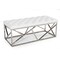 Homeroots 48in White and Silver Tufted Faux Leather Upholstered Bench 473162 - alternate 3