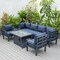 Leisuremod Chelsea 7-Piece Patio Sectional And Fire Pit Table Black Aluminum With Blue Cushions CSFBL-7BU - alternate 4