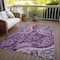 Homeroots 3' X 5' Purple And Charcoal Floral Medallion Washable Indoor Outdoor Area Rug 603191 - alternate 3