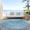 Homeroots 8' Aqua Teal Blue And Gray Round Abstract Washable Indoor Outdoor Area Rug 587256 - alternate 5