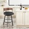 Homeroots 30" Black and Brown Faux Leather and Iron Low Back Bar Height Swivel Bar Chair 569161 - alternate 1